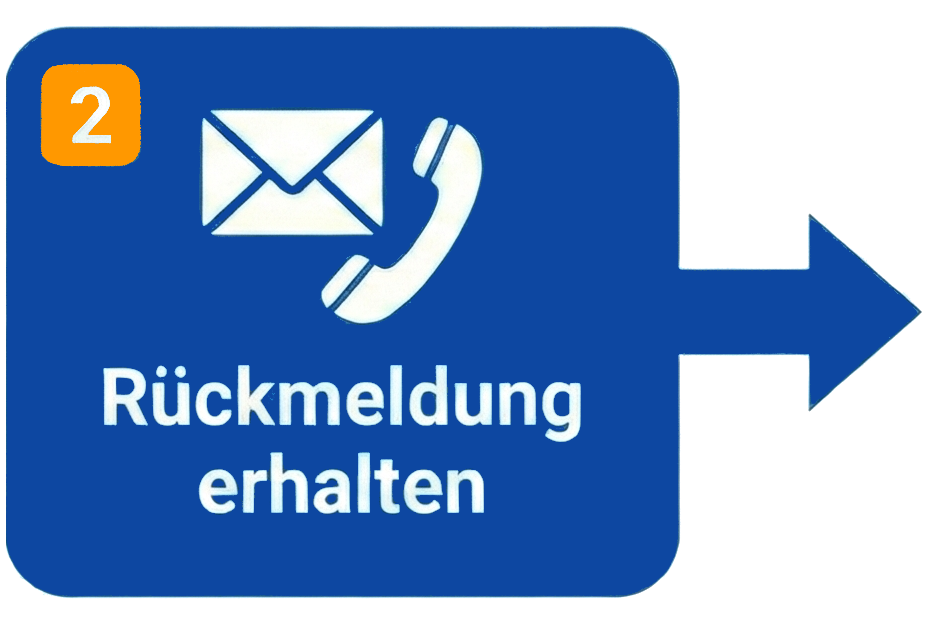 Wir melden uns zeitnah telefonisch oder per E-Mail.